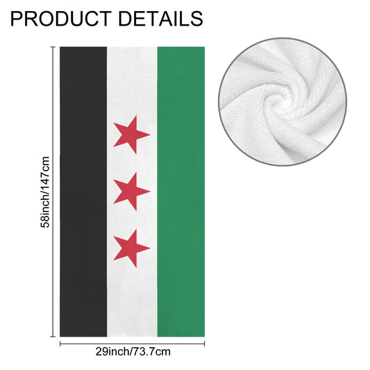 Syria Flag Inspired Custom Bath Towel 29"x58"(Made in USA)