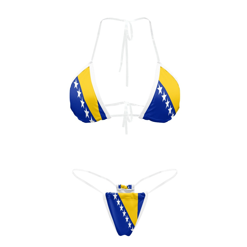 Bosnia and Herzegovina Flag Inspired Transparent String Bikini