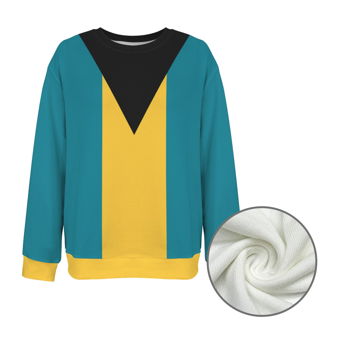 Bahamas Flag Inspired Women's Crew Neck Sweater Printed in the USA