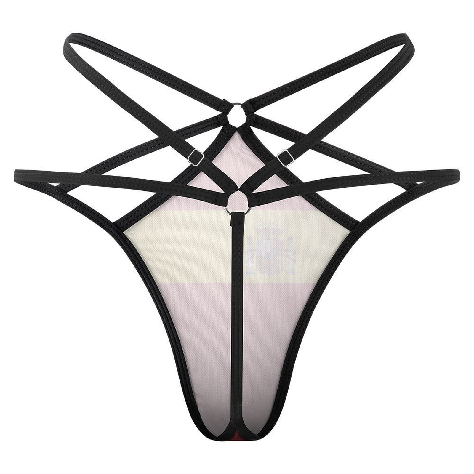 Black strappy thong with minimalist design, [Brand] lingerie.