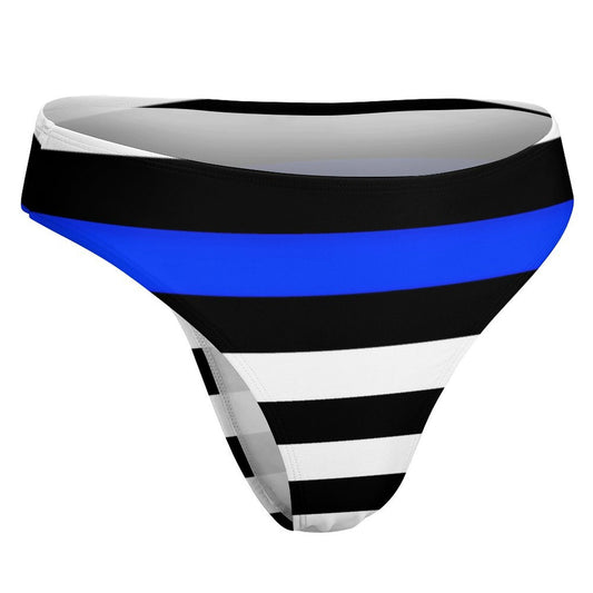 Thin Blue Line Flag Inspired T-Back Thong Bikini Style-2