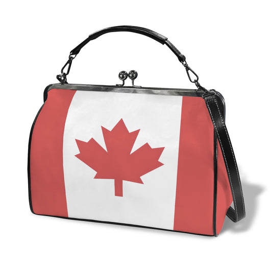 Canada Flag Inspired Kisslock Crossbody Shoulder Bag-Large