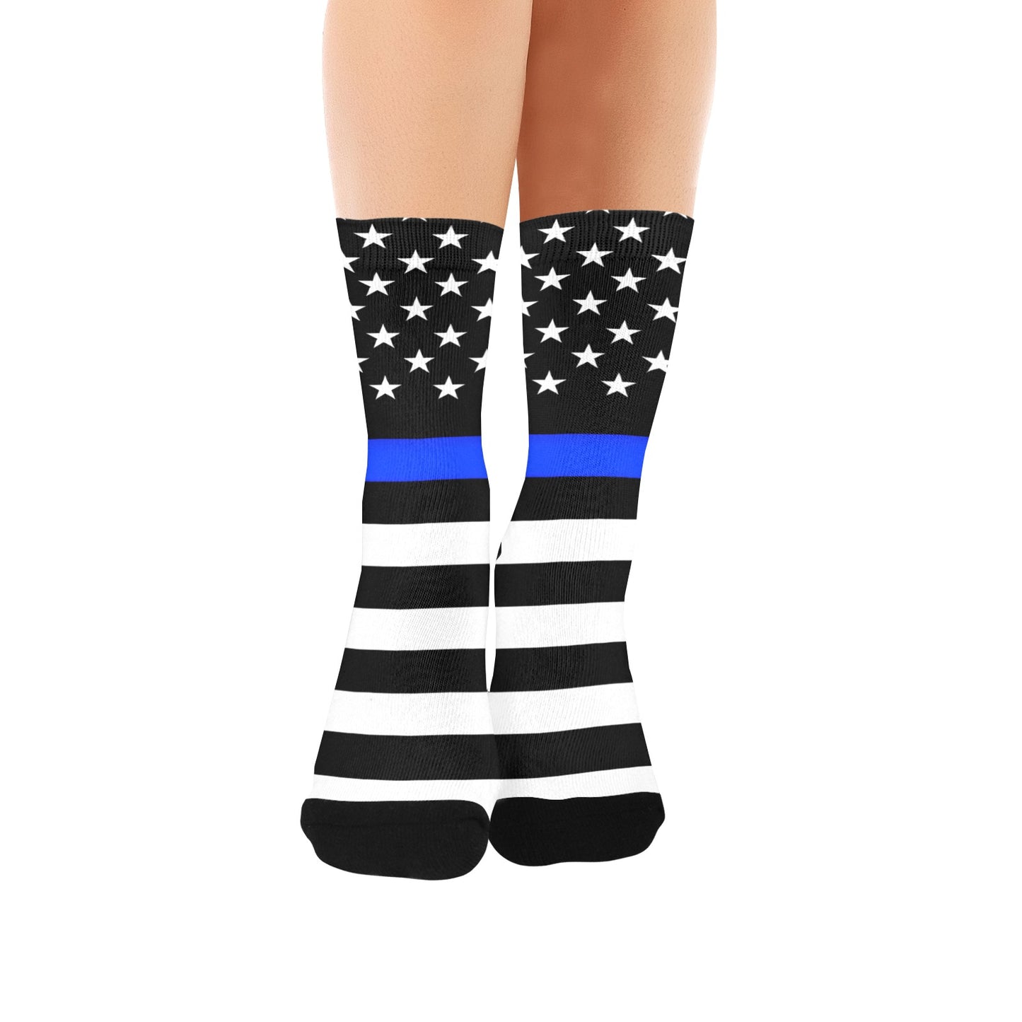 Thin Blue Line Flag Inspired Women's Custom  Socks (Made in the USA)