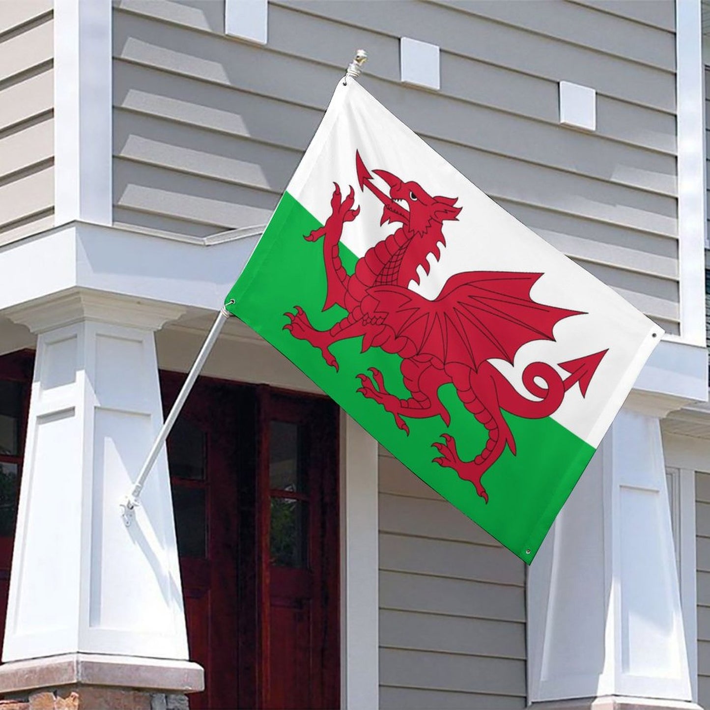 Wales Flag Inspired Wall Mount Flag with Four Grommets (35x59 in)