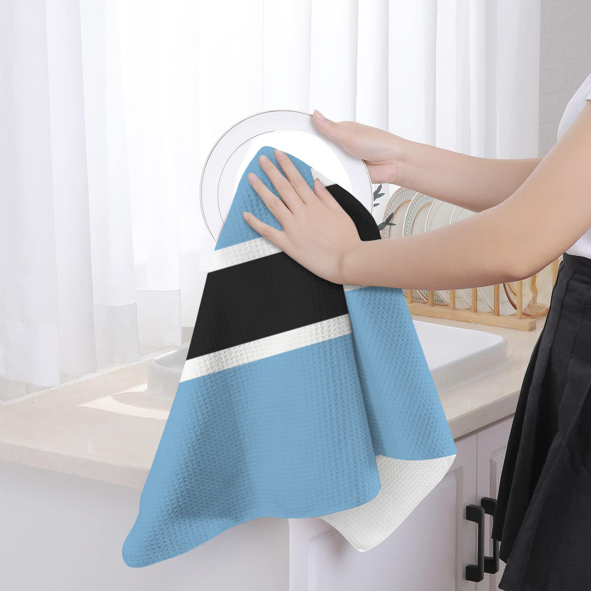 Botswana Flag Inspired Kitchen Towel 40X60cm (Pack of 2) | Printed In the USA