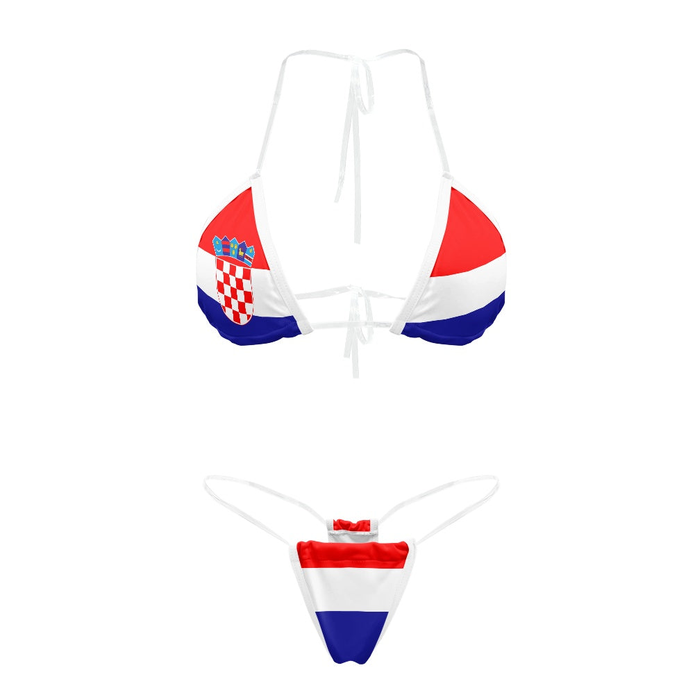 Croatia Flag Inspired Transparent String Bikini