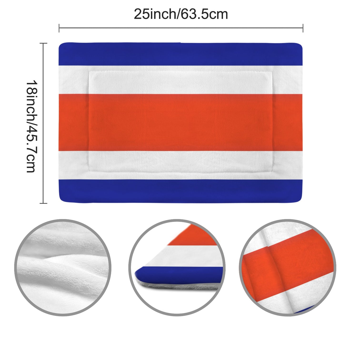 Costa Rica Flag Inspired Pet Mat 25x18inch (Made in the USA)