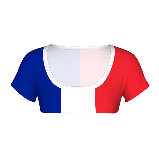 France Flag Inspired Women's 1/2 Cut Short Sleeve T-Shirt