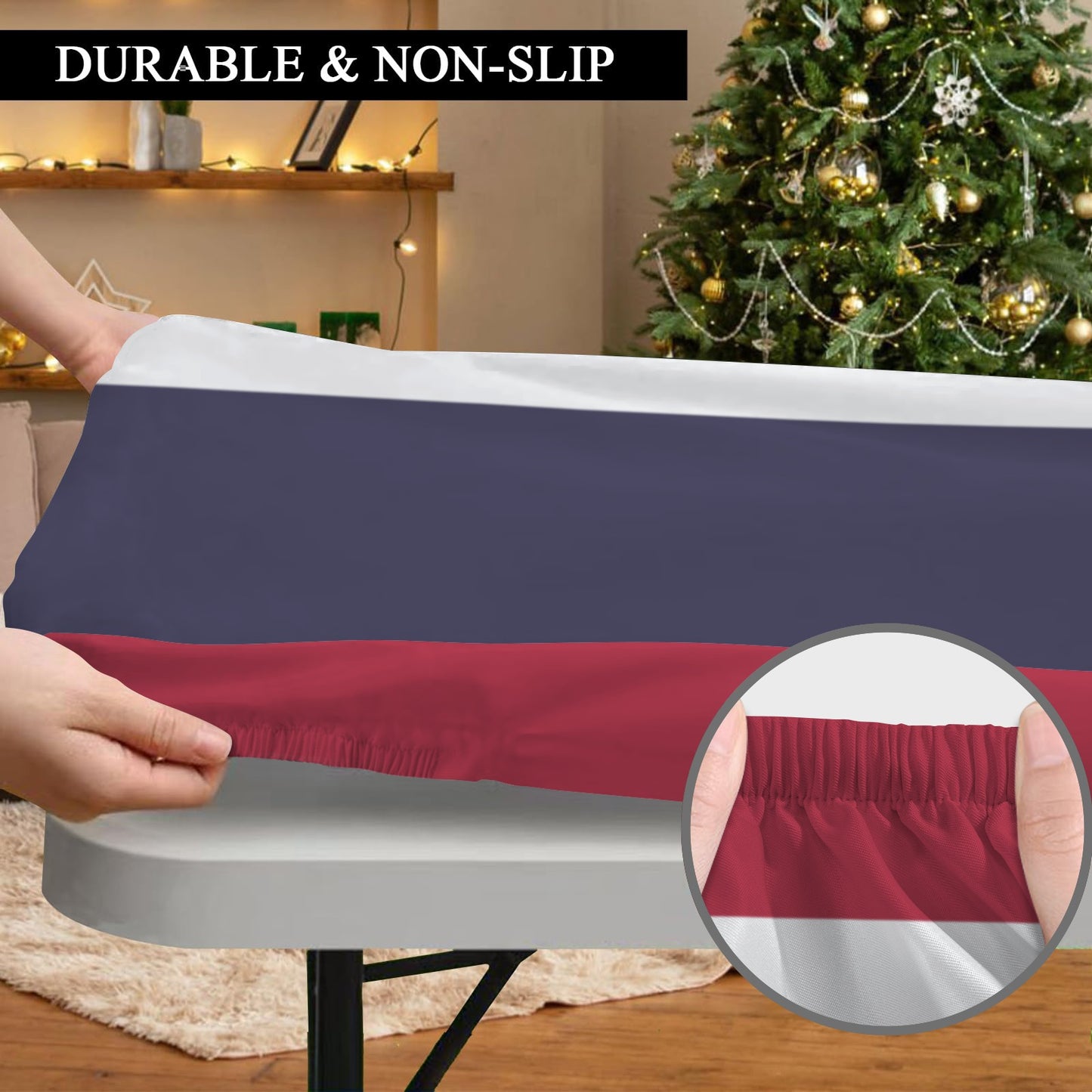 Thailand Flag Inspired Custom Elastic Fitted Tablecloth 72x30 inch (Made in the USA)
