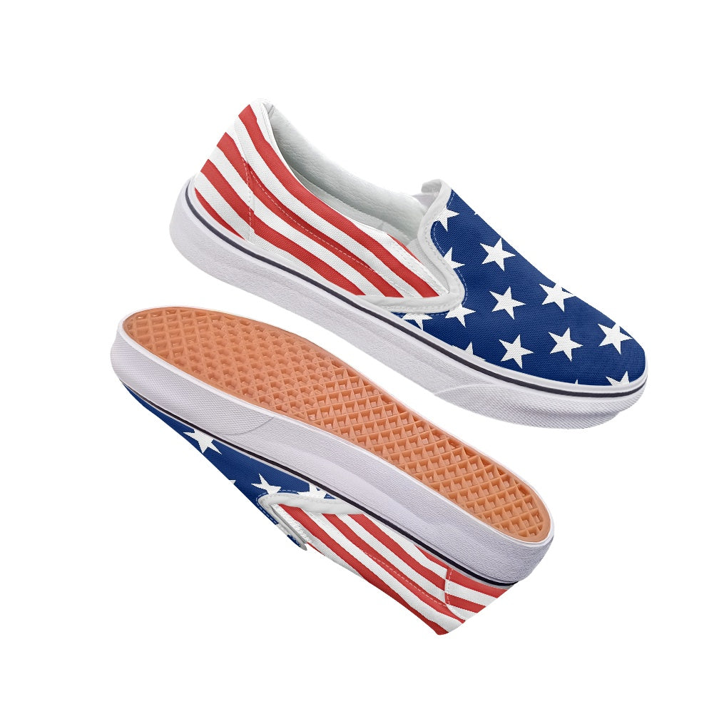American Flag Inspired Patriotic Slip-On Canvas Sneakers USA Pride - Luv My Flag
