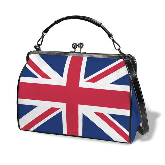 UK/Great Britain Flag Inspired Kisslock Crossbody Shoulder Bag-Large