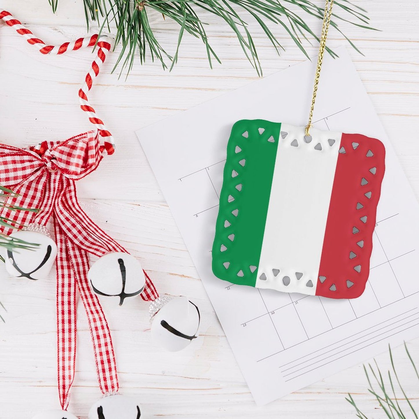 Italy Flag Inspired Square Ceramic Ornament Made in the USA