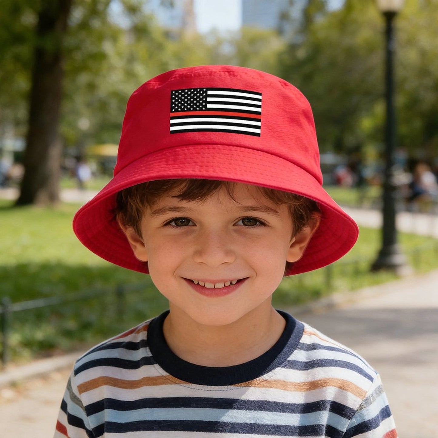 Thin Red Line Flag Inspired Kids’ Bucket Hat | Ships from USA