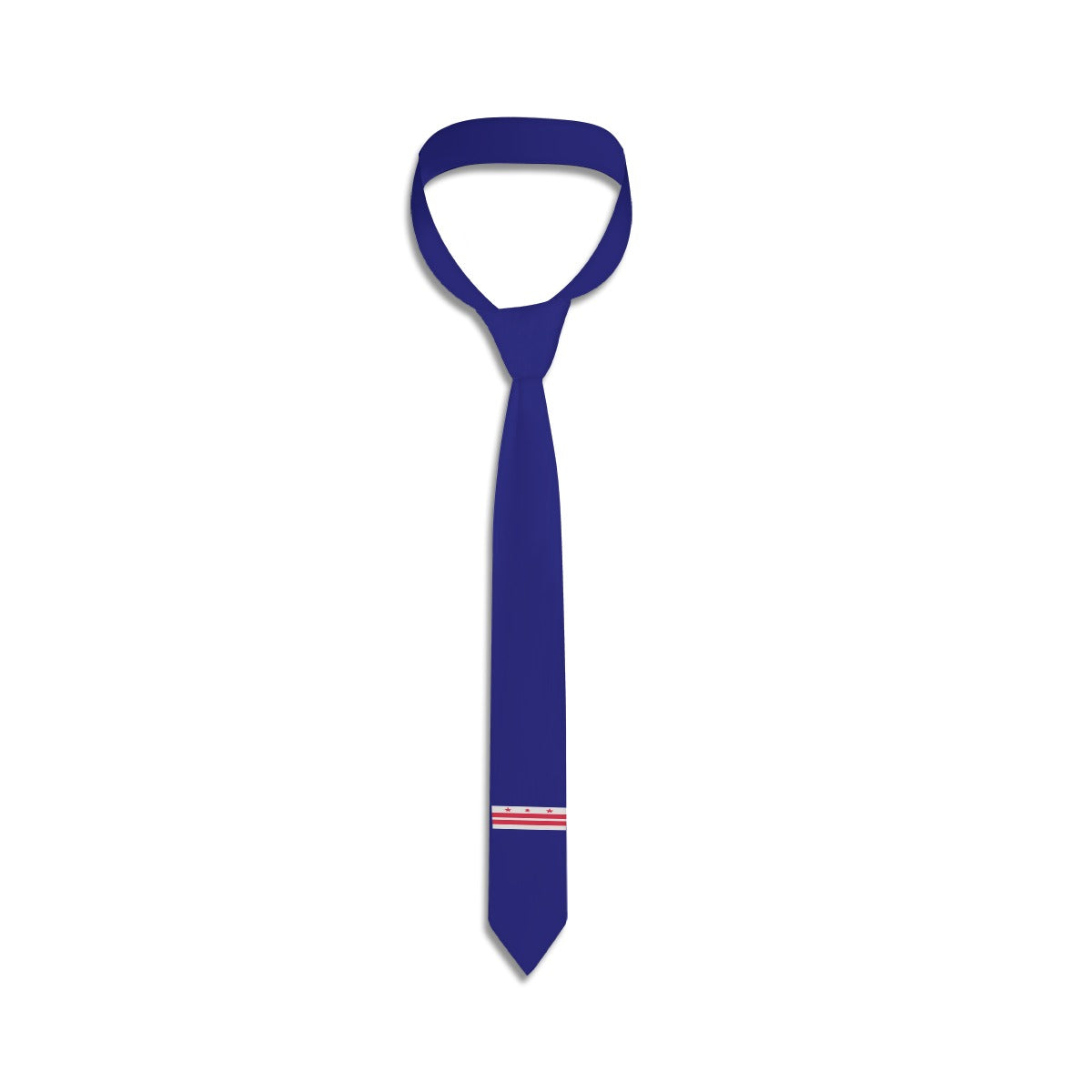 Royal blue tie, red stripes, by [Brand], elegant design.