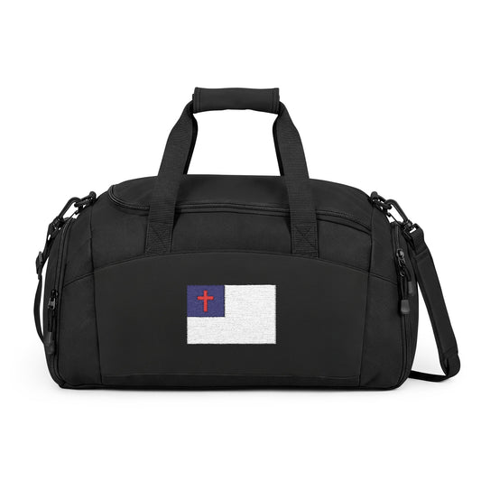 Christianl Flag Gym Bag — Black Duffle with Embroidered Christian Flag