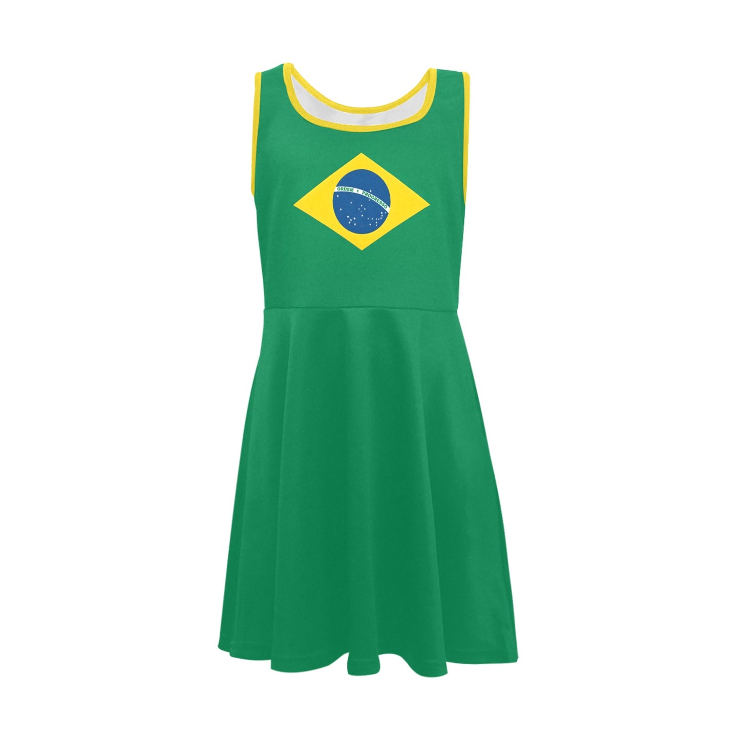 Brazil Flag Inspired Girls' Sleeveless Sundress | Ships from USA