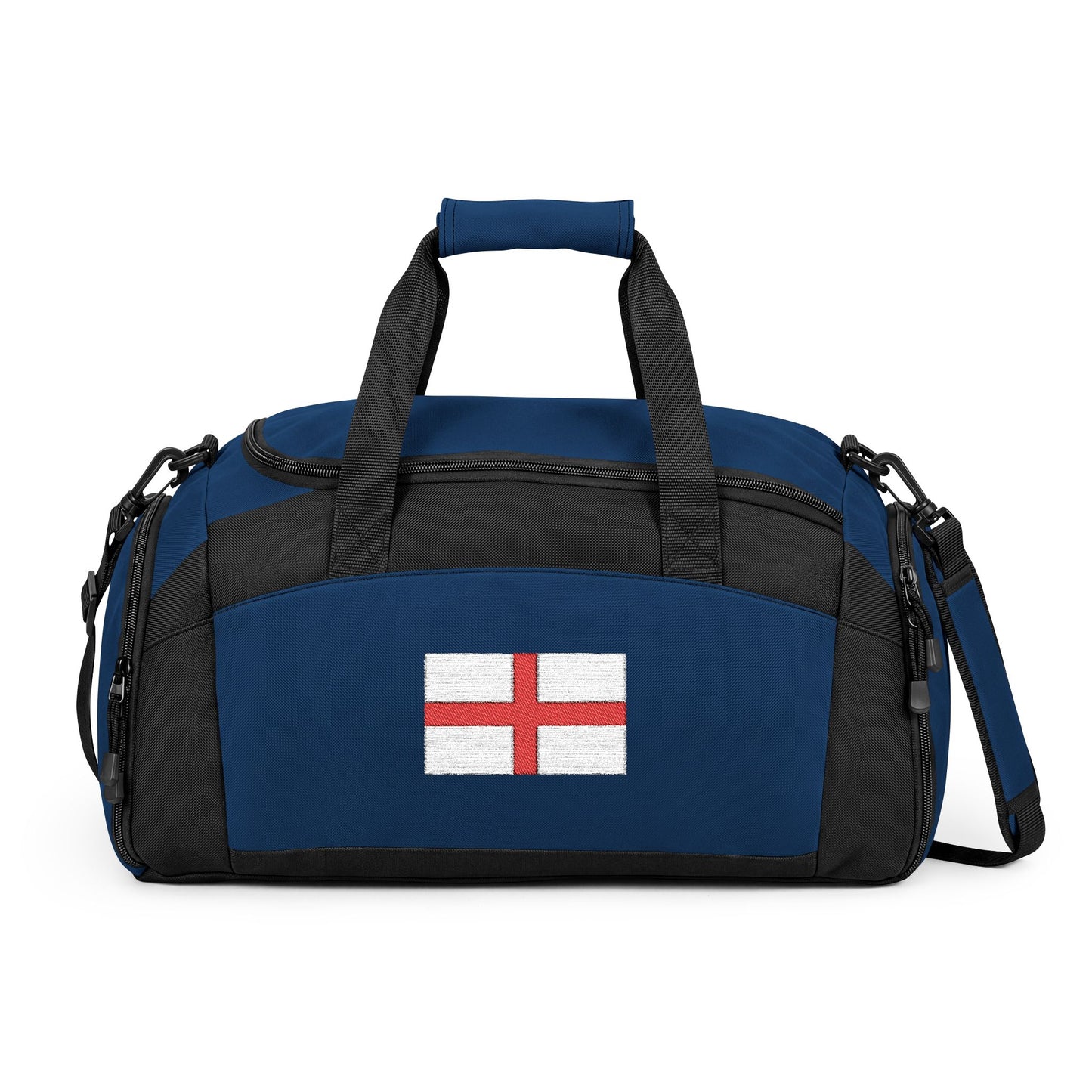 England Flag Gym Bag — Black Duffle with Embroidered England Flag