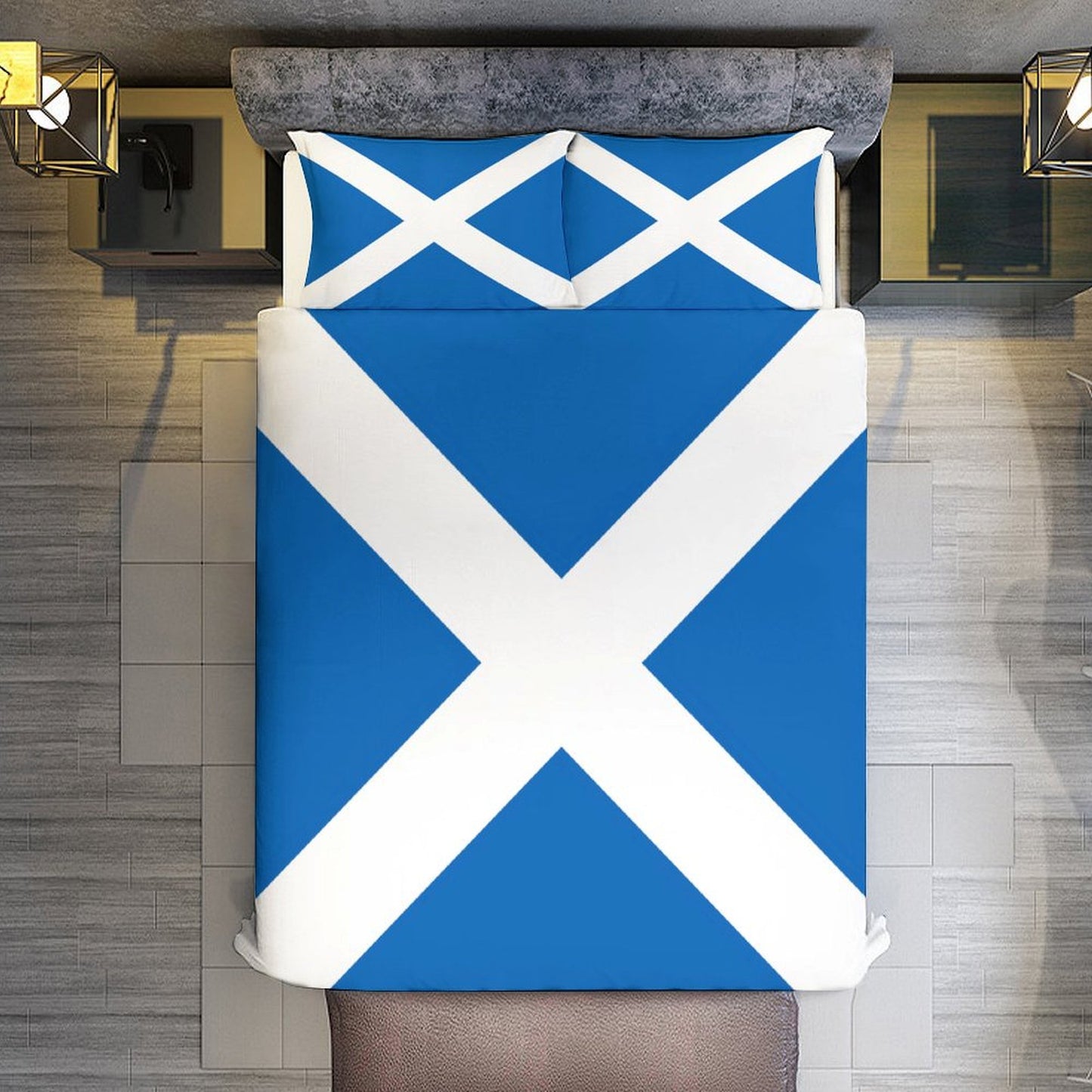 Scotland Flag Inspired 3-Piece Bedding Set (1 Duvet Cover + 2 Pillow Shams) – 102"×90"