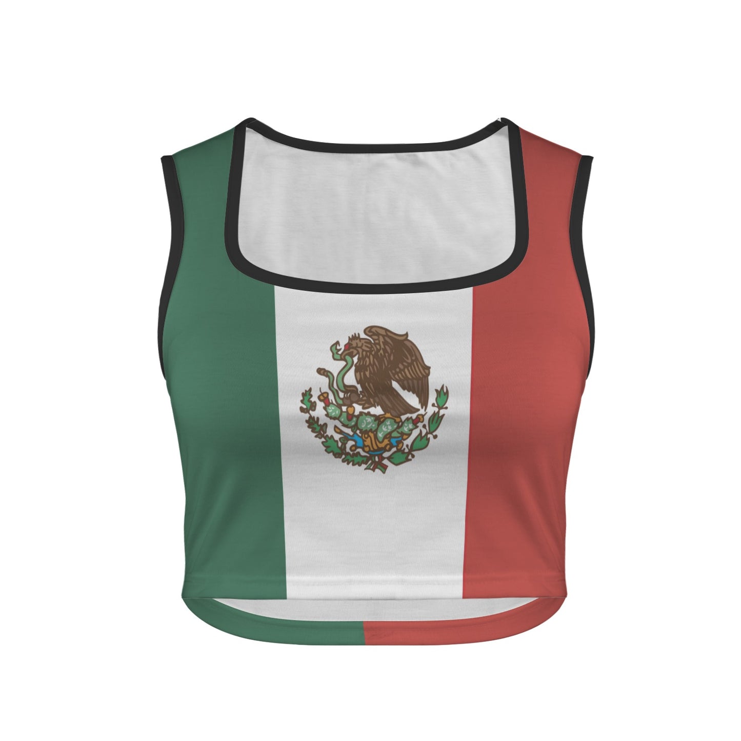 Mexico Flag Inspired Square Neck Crop Tank Tops