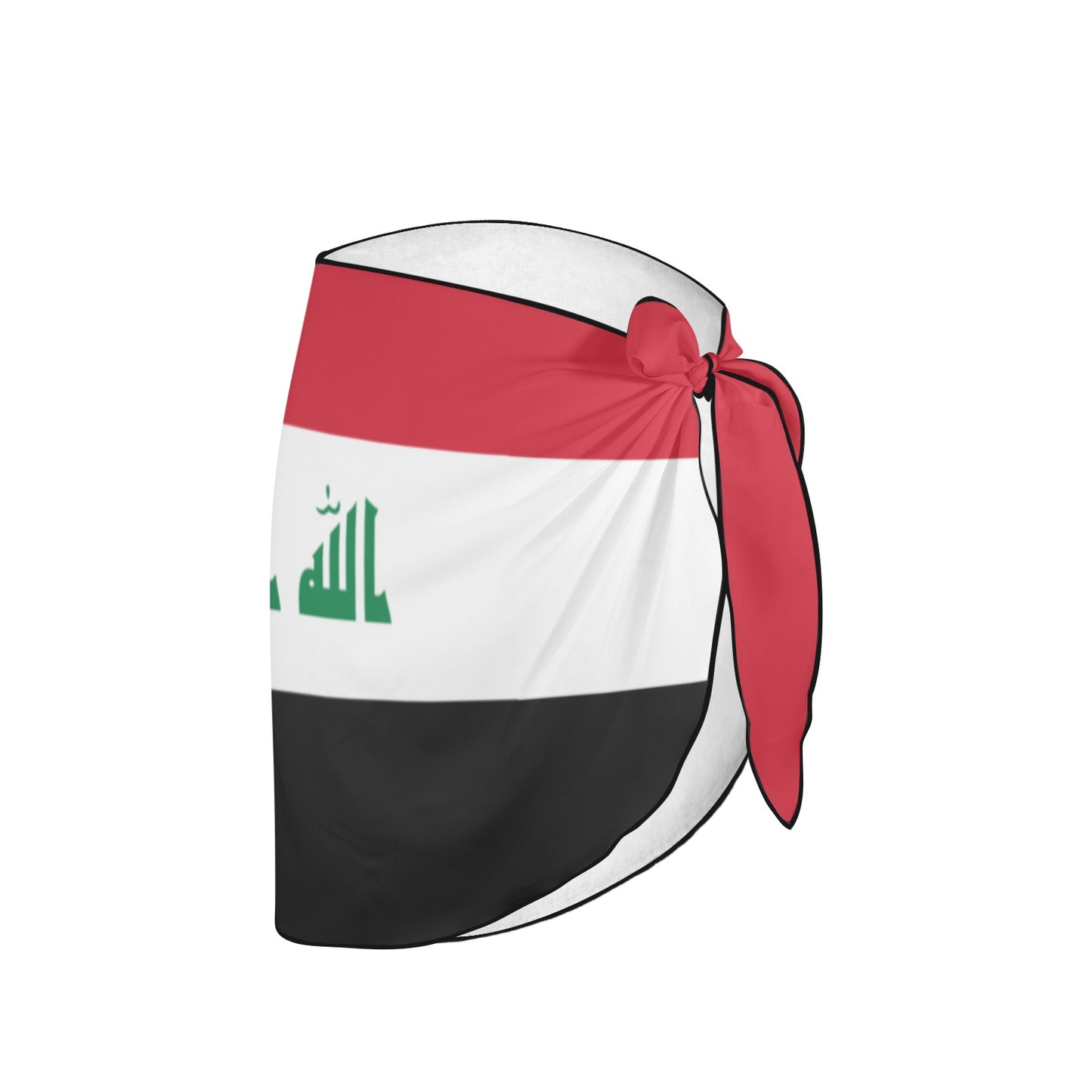 [Brand] sarong with Iraq flag colors and Arabic script.