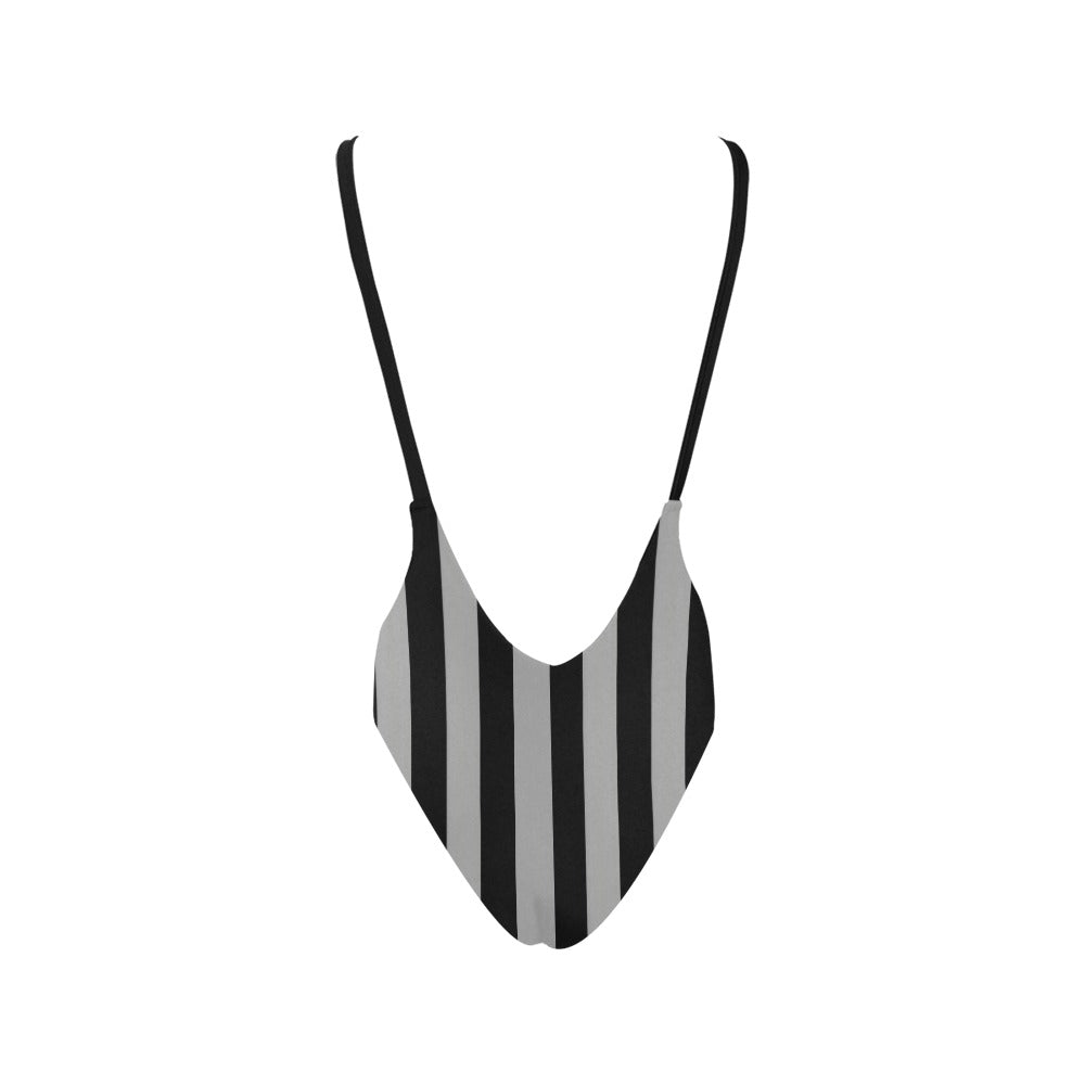 Thin Blue Line Flag Inspired Women’s Backless One-Piece Swimsuit