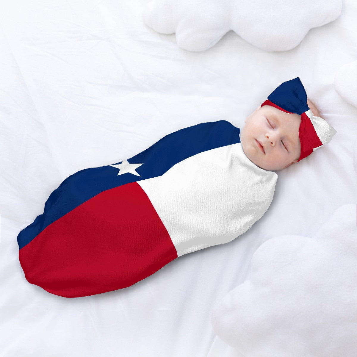 Texas Flag Inspired Baby Swaddle Sack with Baby Headband