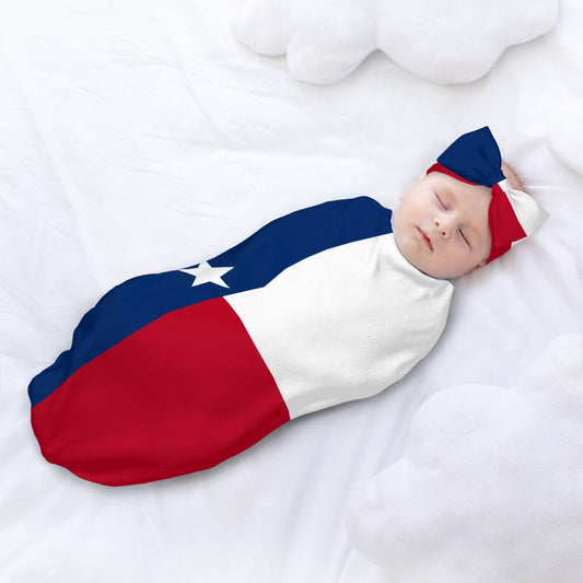 Texas Flag Inspired Baby Swaddle Sack with Baby Headband