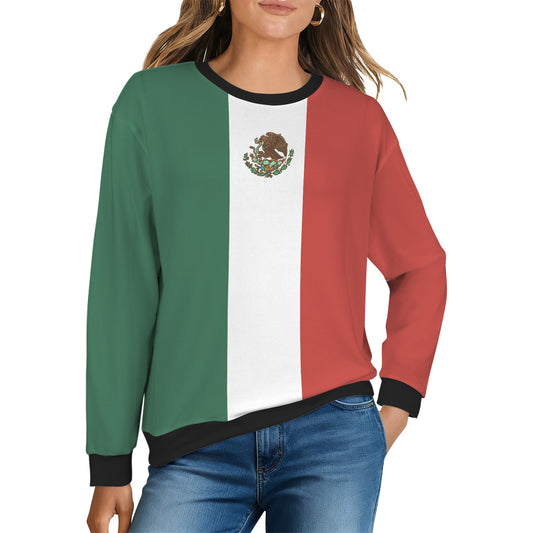 Mexico Flag Inspired Women's Crew Neck Sweater Printed in the USA