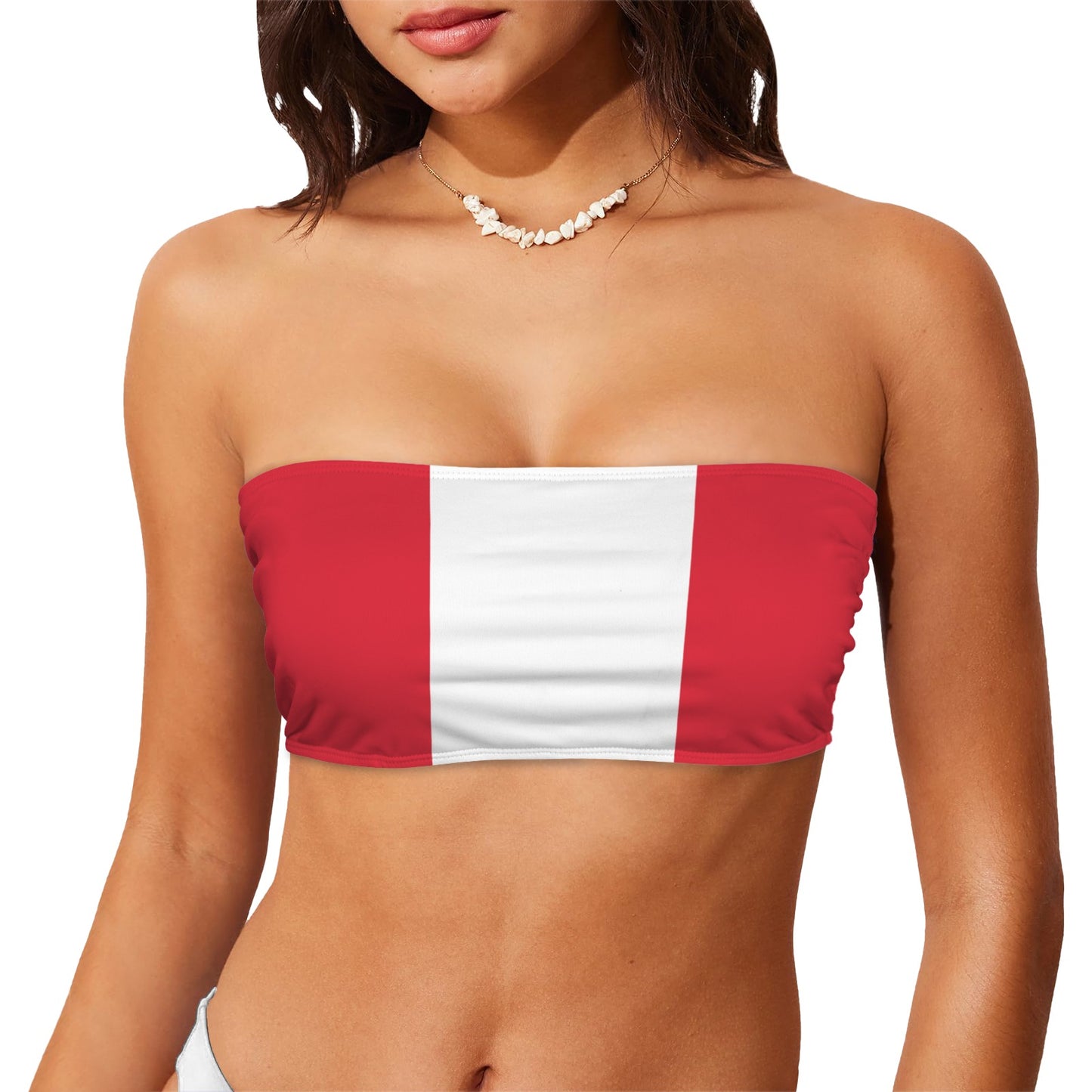 Peru Flag Inspired Bandeau Tube Bikini Top