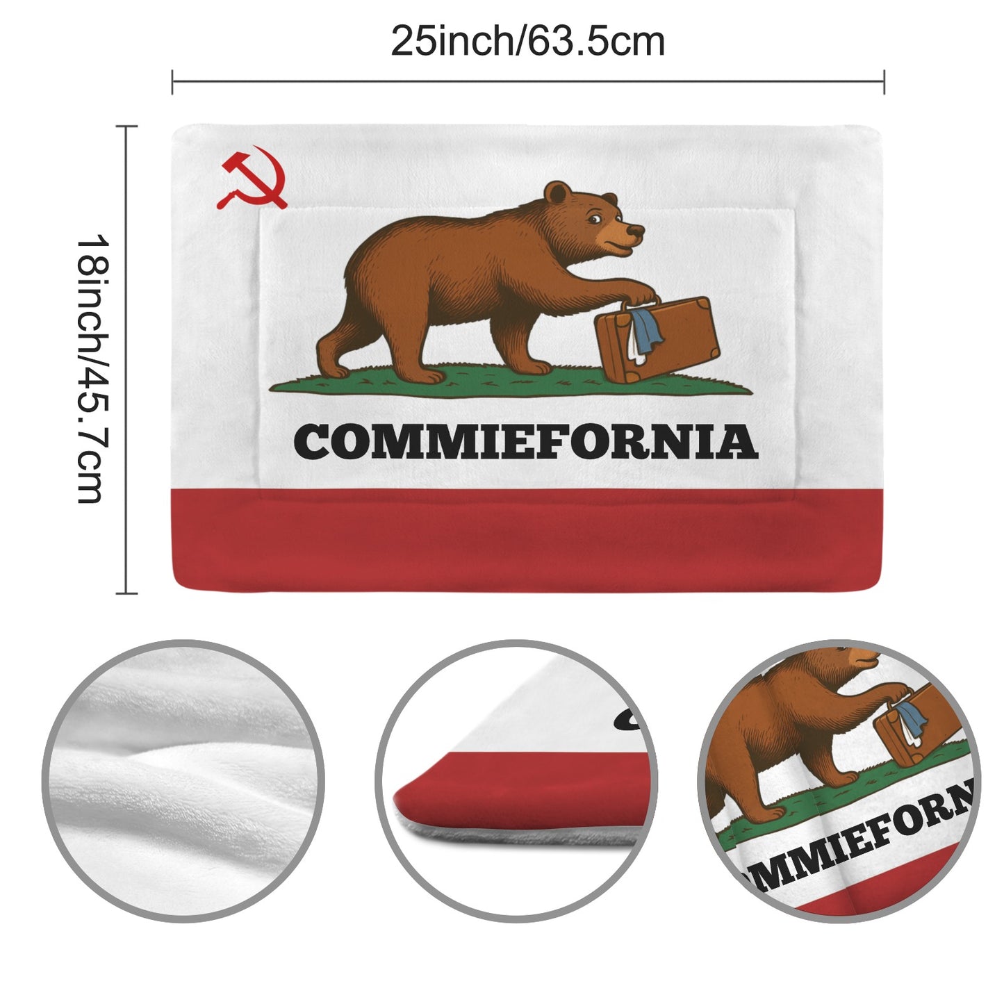 California Flag Inspired (COMMIEFORNIA) Pet Mat 25x18inch (Made in the USA)