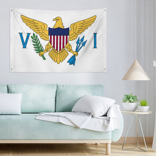 US Virgin Islands Flag Inspired Wall Mount Flag with Four Grommets (35x59 in)