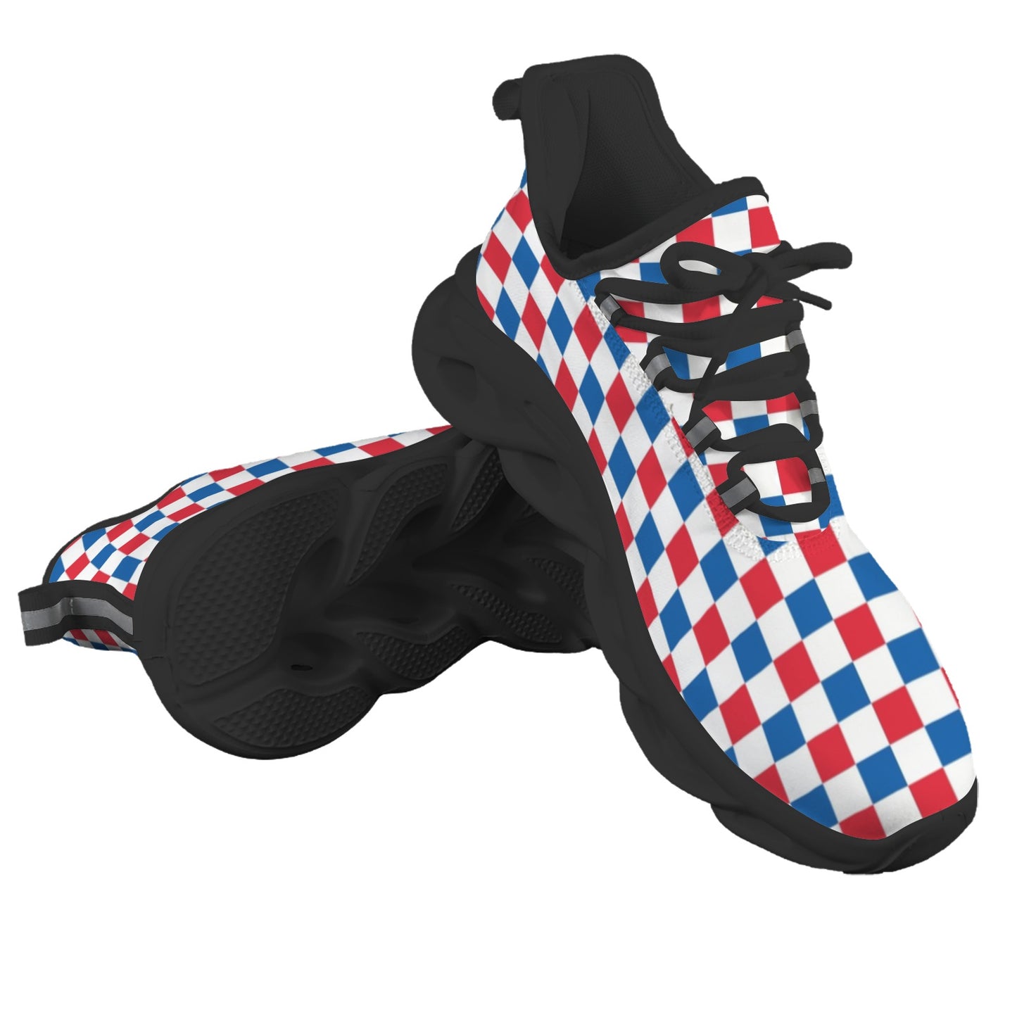 USA/American Flag Inspired Checkered Pattern Men's Twisted Sole Sneakers
