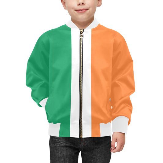 Ireland Flag Inspired Kids' Bomber Jacket with Pockets