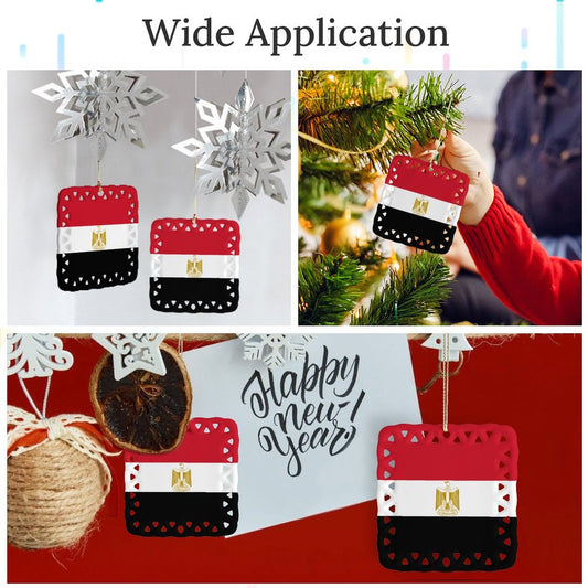 Egypt Flag Inspired Square Ceramic Ornament Made in the USA