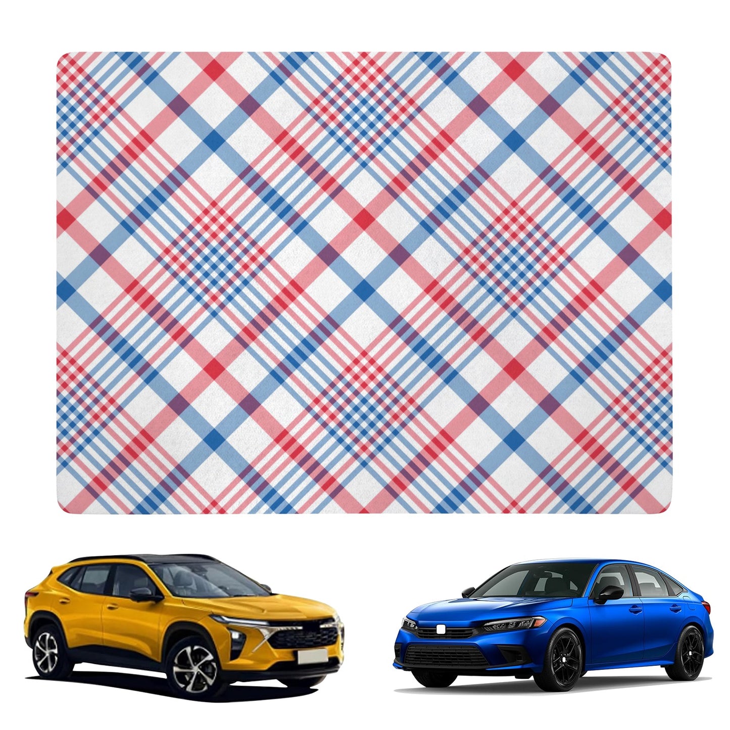 USA/American Flag Inspired Plaid Pattern Car Trunk Mat 100 × 75 cm / 39.4 × 30 in Printed in the USA