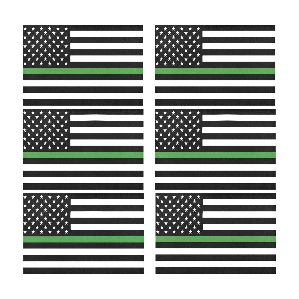 Thin Green Line Flag Placemats 12" x 18" (Set of 6)