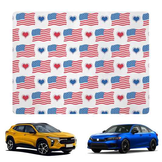 USA/American Flag Inspired Flags & Hearts Pattern Car Trunk Mat 100 × 75 cm / 39.4 × 30 in Printed in the USA