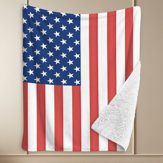 USA/American Flag Inspired (Vertical) Sherpa Fleece Blanket 90" x 108" | Prtinted in the USA