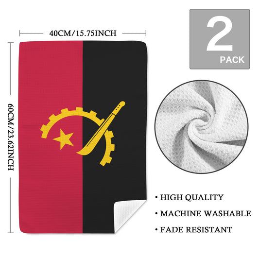 Angola Flag Inspired Kitchen Towel 40X60cm (Pack of 2) | Printed In the USA