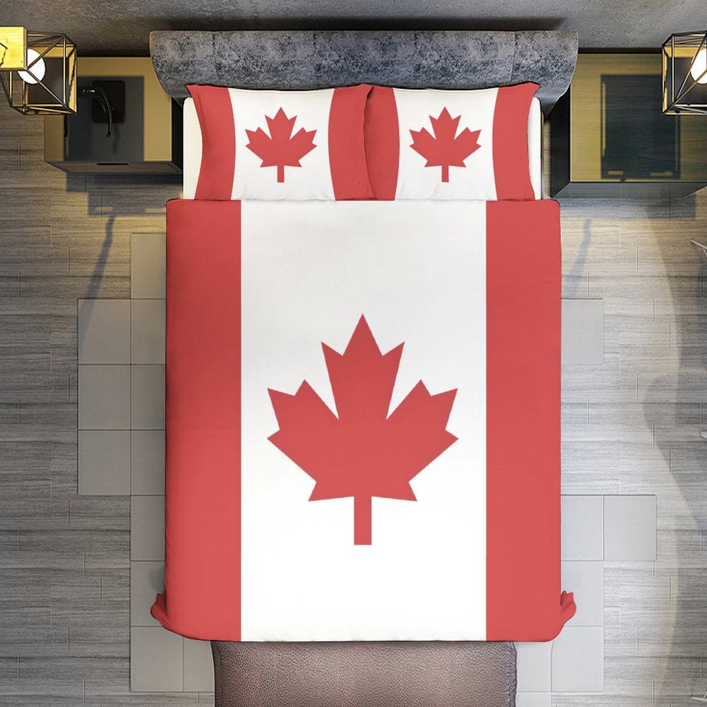 Canada Flag Inspired 3-Piece Bedding Set (1 Duvet Cover + 2 Pillow Shams) – 102"×90"