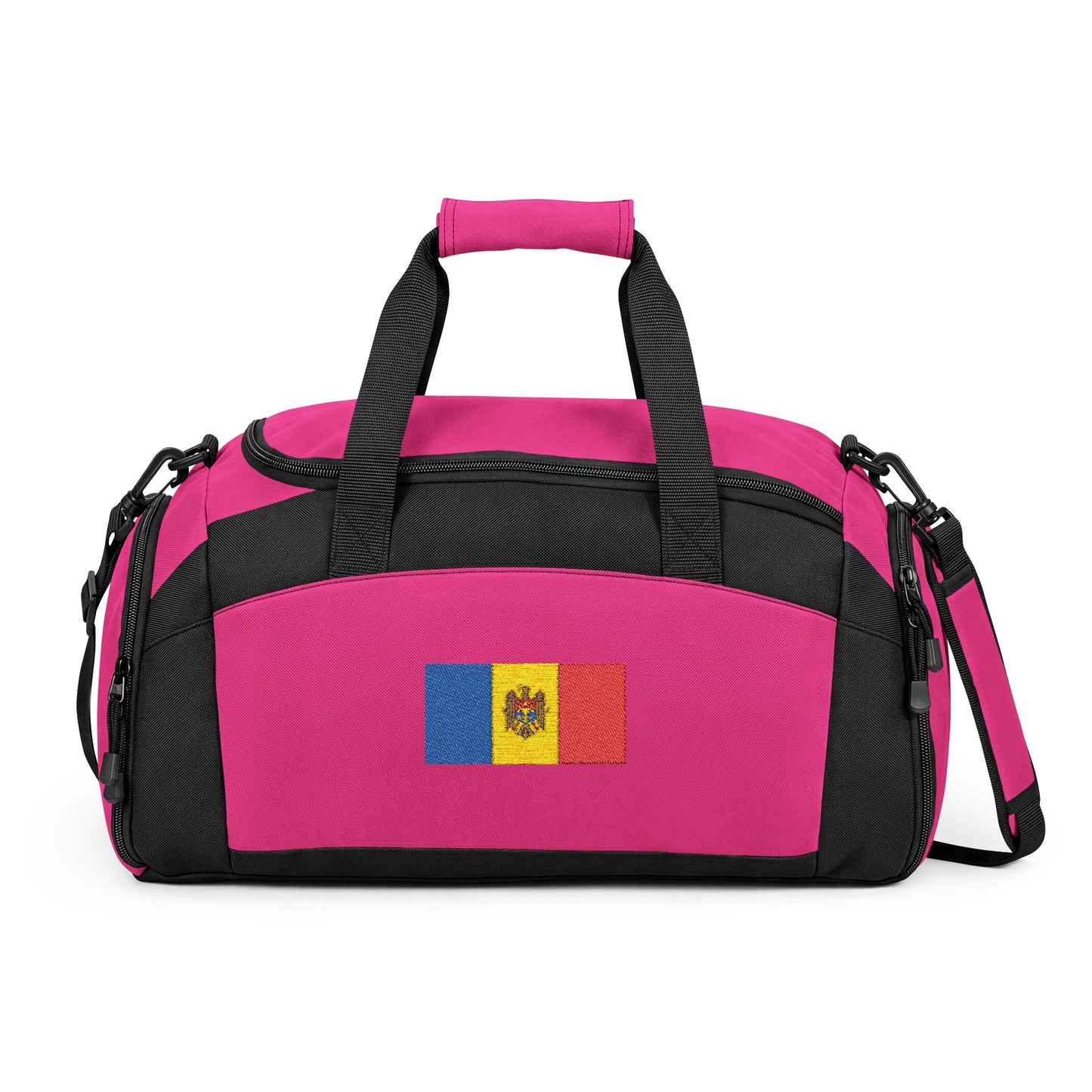 Moldova Flag Gym Bag — Black Duffle with Embroidered Moldova Flag