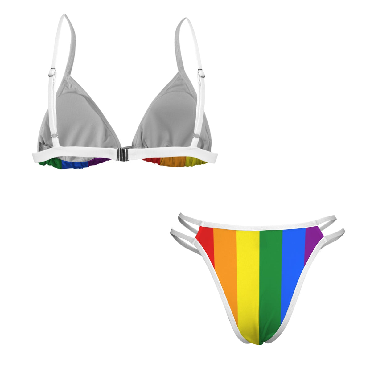 Rainbow Flag Inspired Double-Strap Triangle Bikini Set Style-2