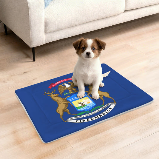 Michigan Flag Inspired Pet Mat 25x18inch (Made in the USA)