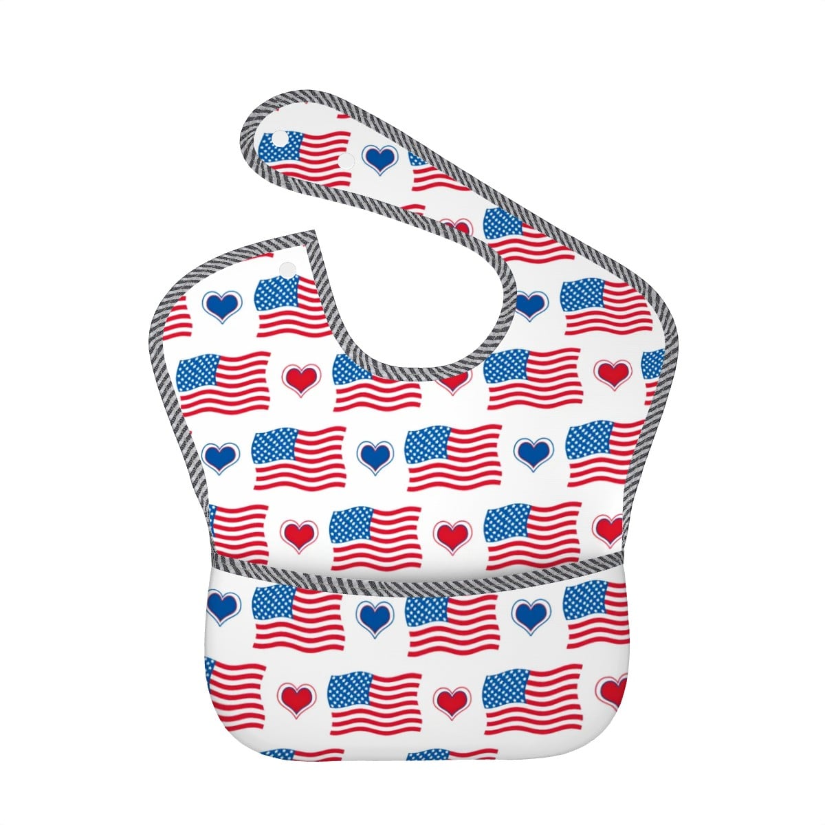 USA/American Flag Inspired Flags and Hearts Pattern Baby Bib