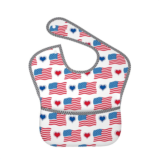 USA/American Flag Inspired Flags and Hearts Pattern Baby Bib