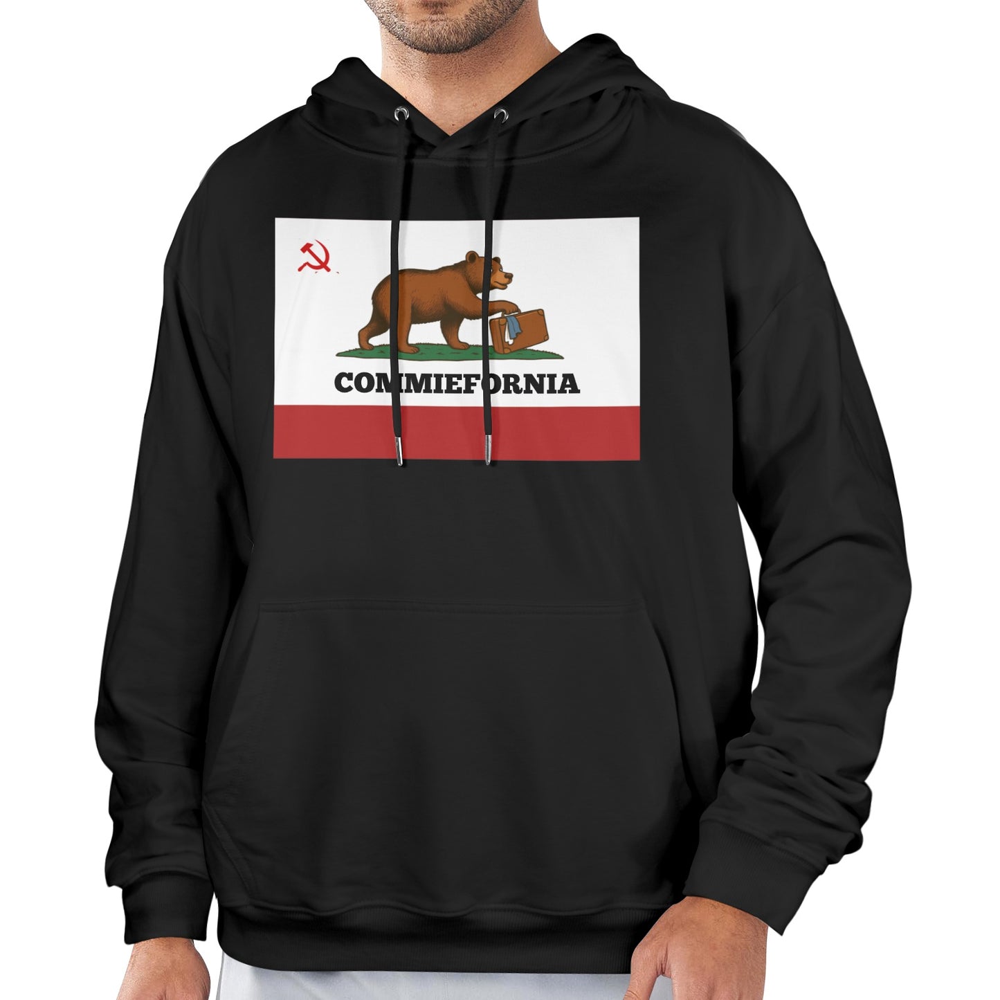"COMMIEFORNIA" (California Flag Inspired) Men's Hoodie (Made in the USA)
