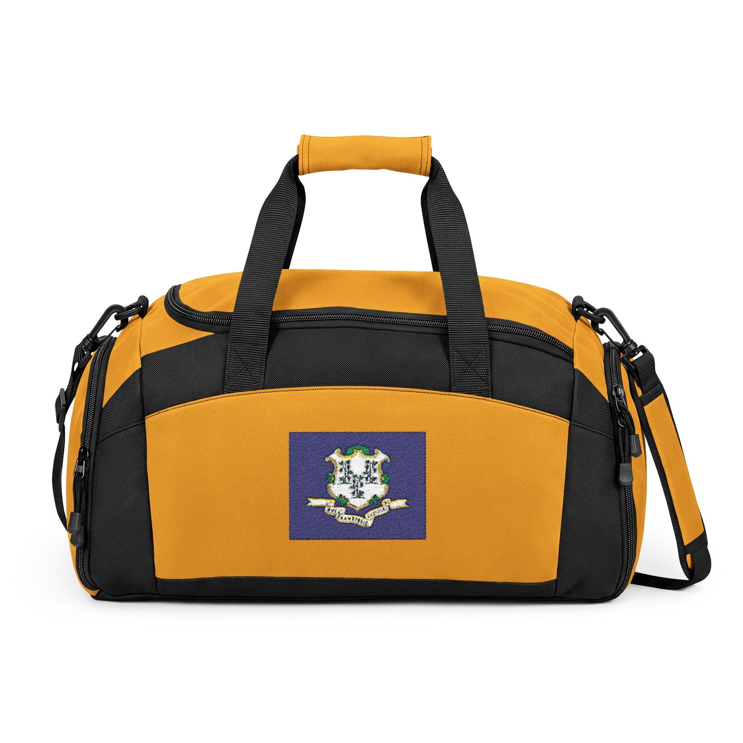 Connecticut Flag Gym Bag — Black Duffle with Embroidered Connecticut Flag