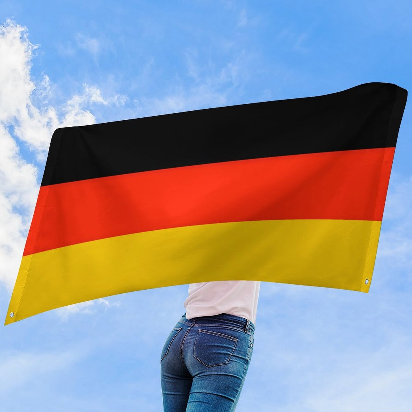 Germany Flag Inspired Wall Mount Flag with Four Grommets (35x59 in)