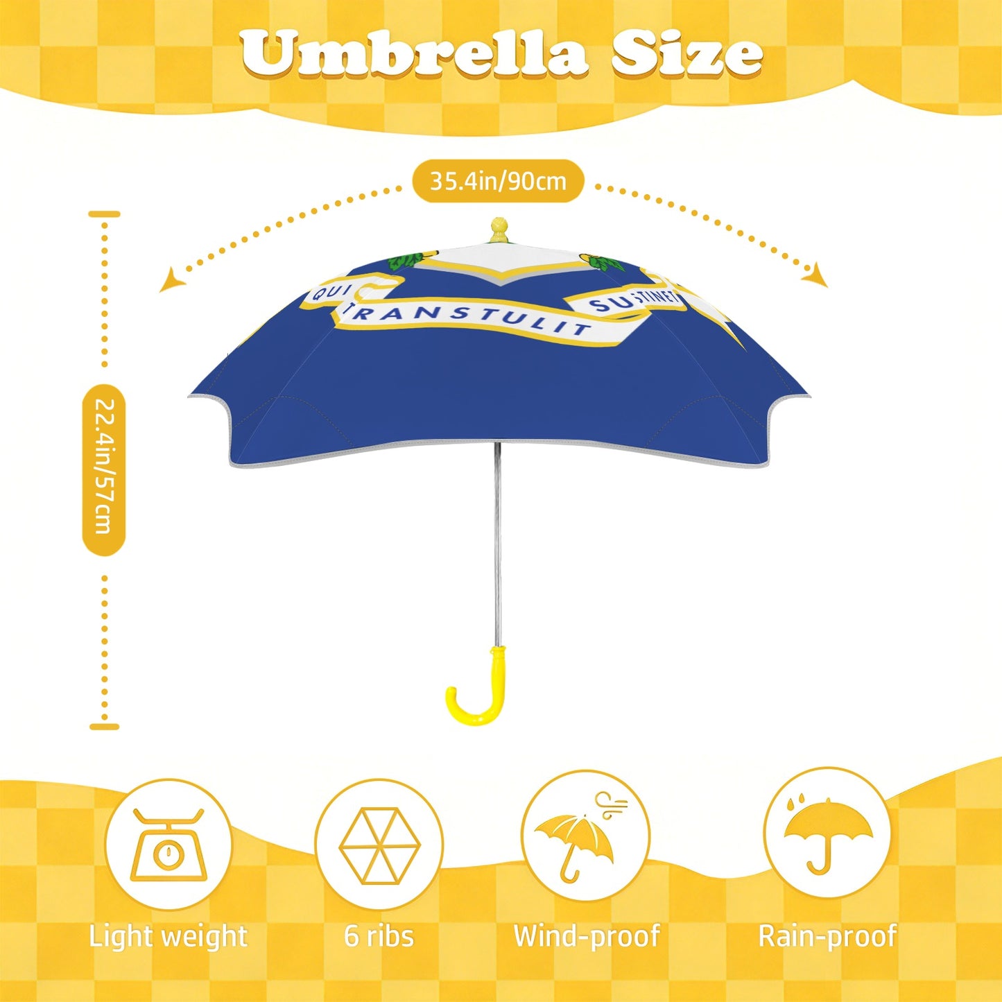 Connecticut Flag Inspired Kids Safe Round Corner Umbrella