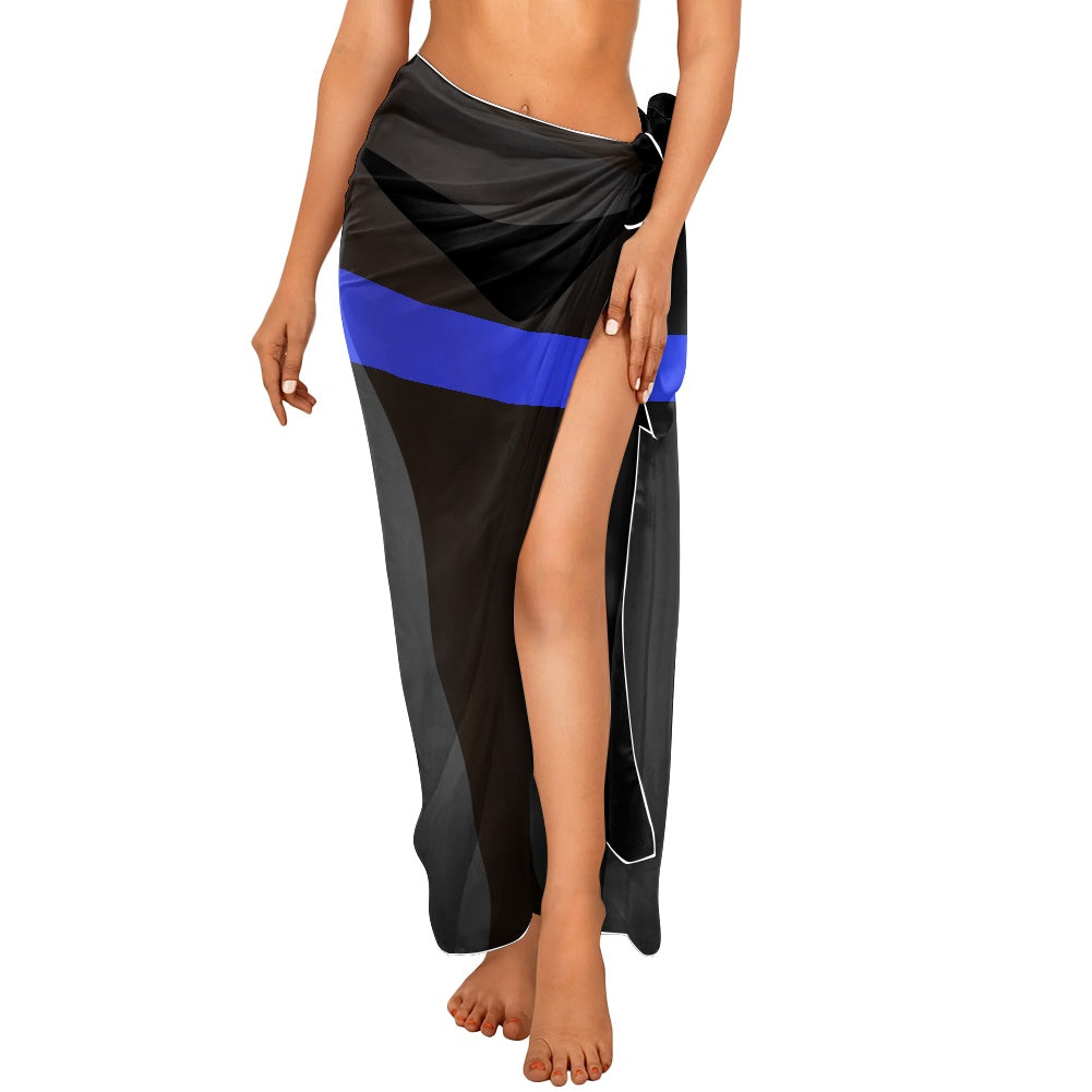 Thin Blue Line Flag Inspired Bikini Cover-Up Style-2